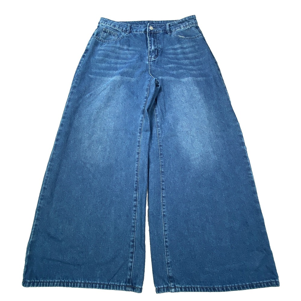 Clean Girl Denim Wide Leg Jeans Size 32 High Rise Baggy Y2K Streetwear Retro 90s
